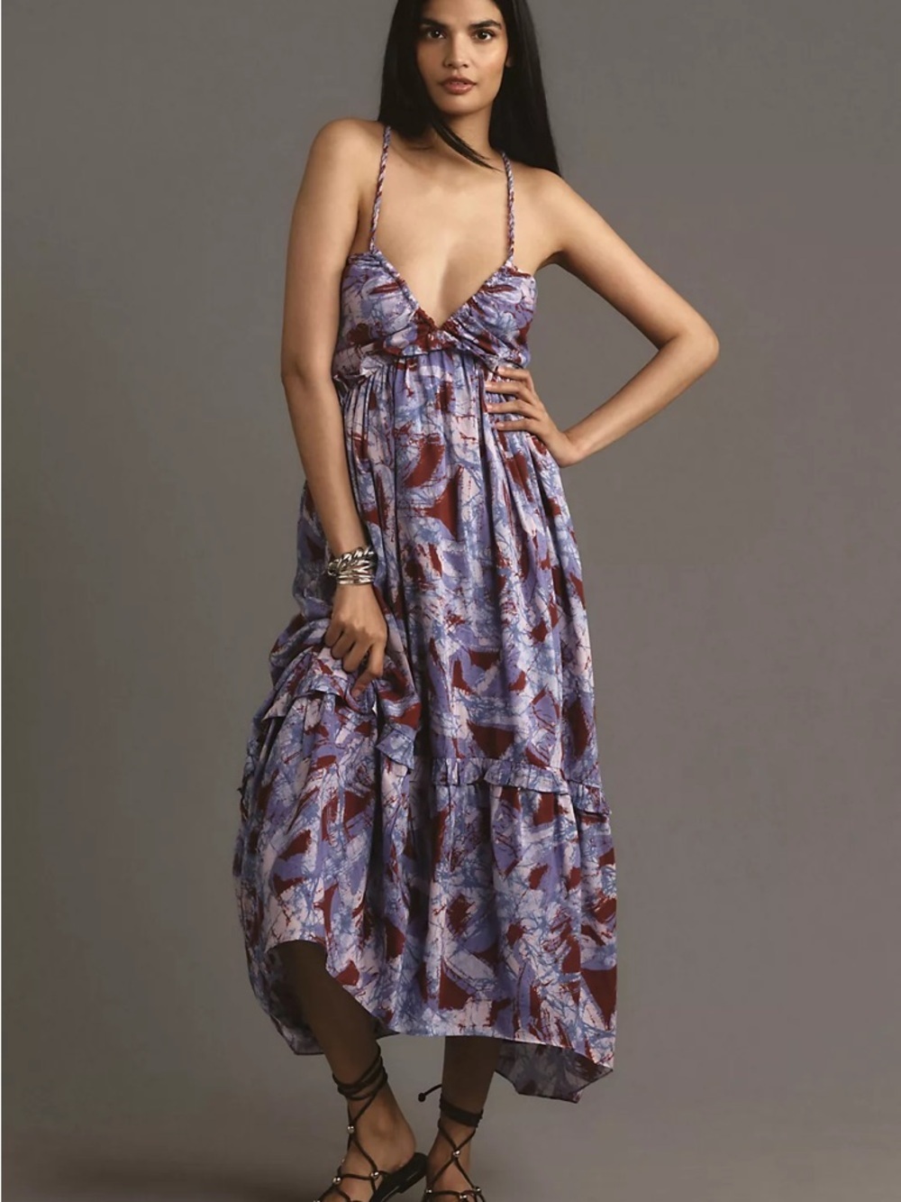 Anthropologie Sleeveless V-Neck A-Line Midi Dress NWT